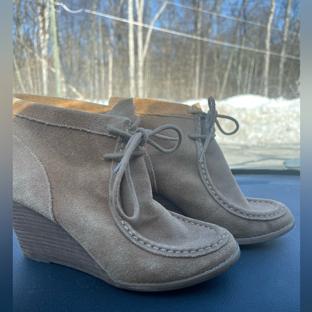 Lucky Brand Brown Suede Wedge Booties